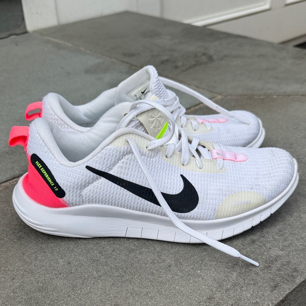 Nike White Sneakers with Pink and Neon Accents